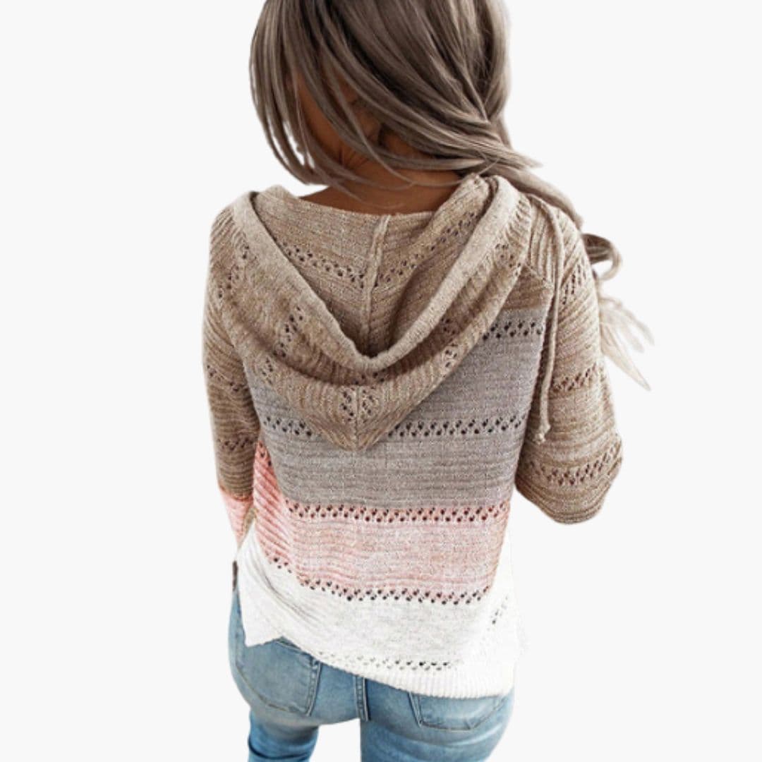 Sudadera con Capucha de Punto a Rayas para Mujer