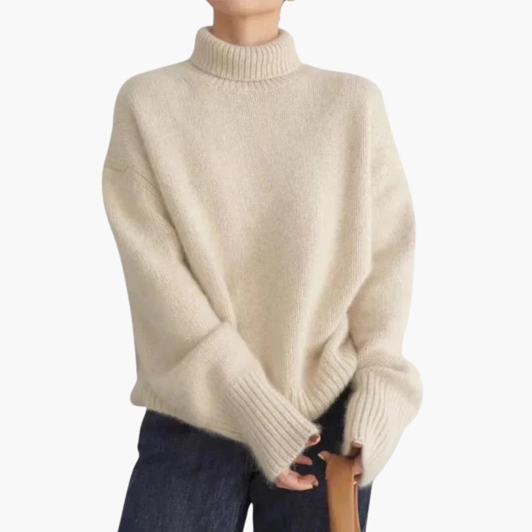 Pull Femme à Col Roulé et Manches Longues