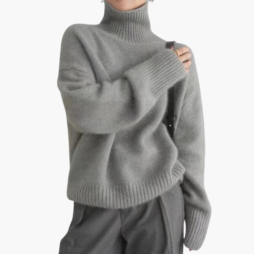 Pull Femme à Col Roulé et Manches Longues