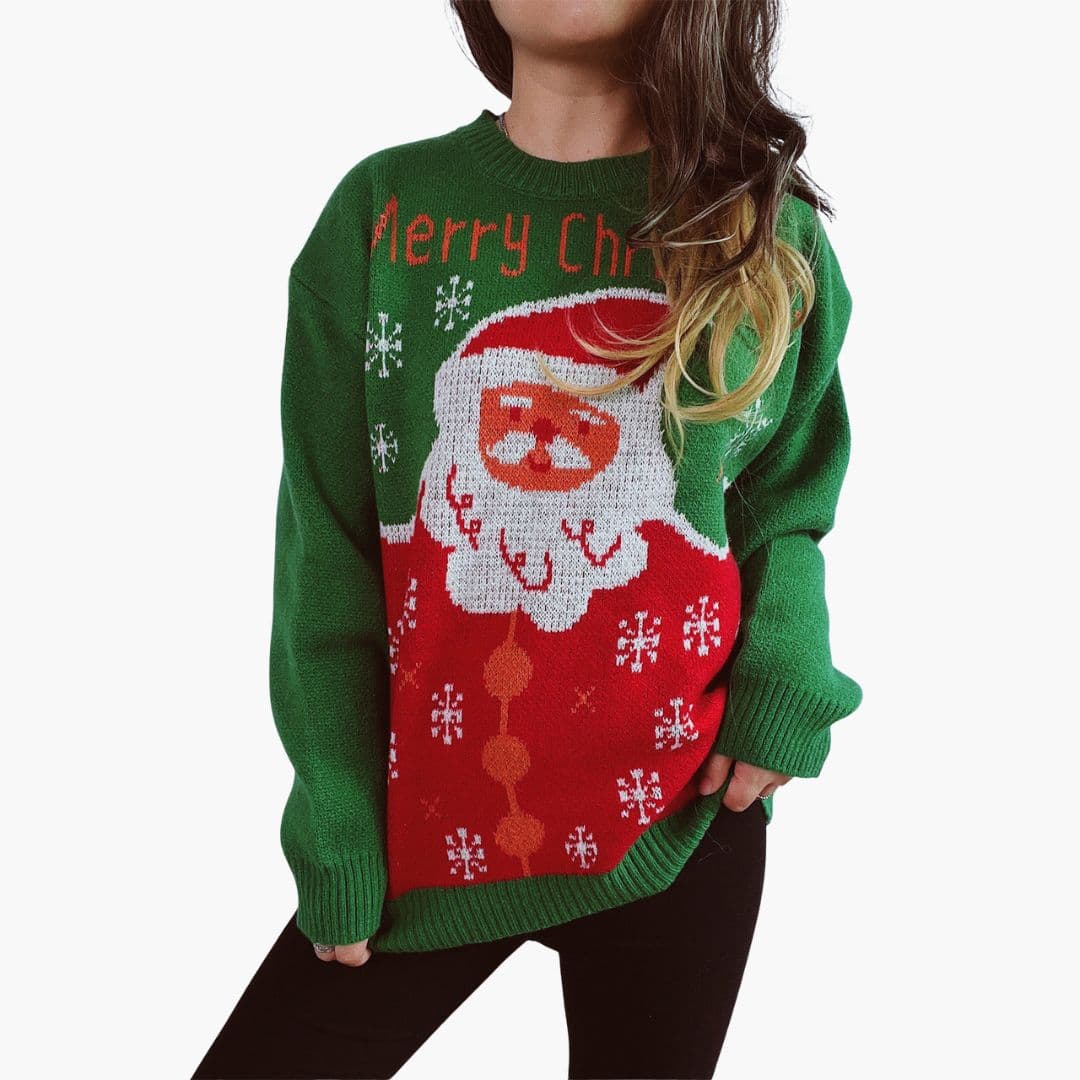 Pull Femme avec Motif Père Noël et Coupe Décontractée