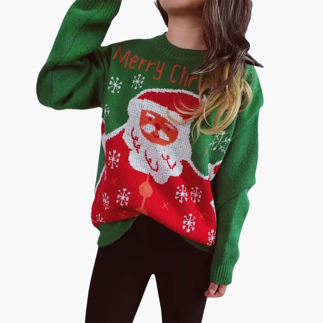 Pull Femme avec Motif Père Noël et Coupe Décontractée