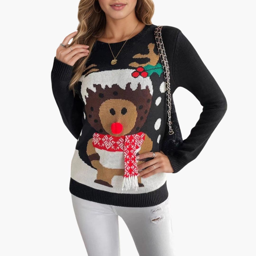 Pull Femme avec Motif Renne