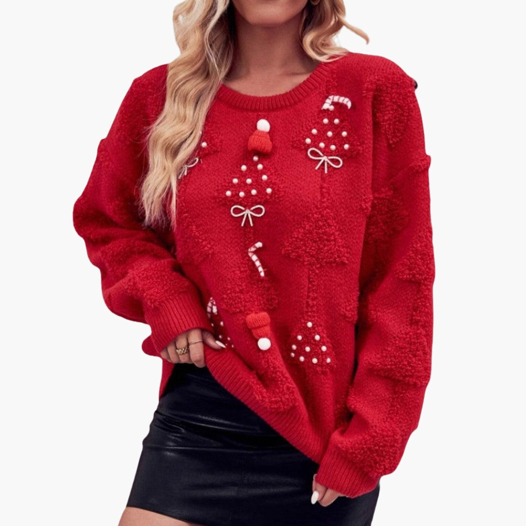 Pull Femme avec Motif Sapin 3D