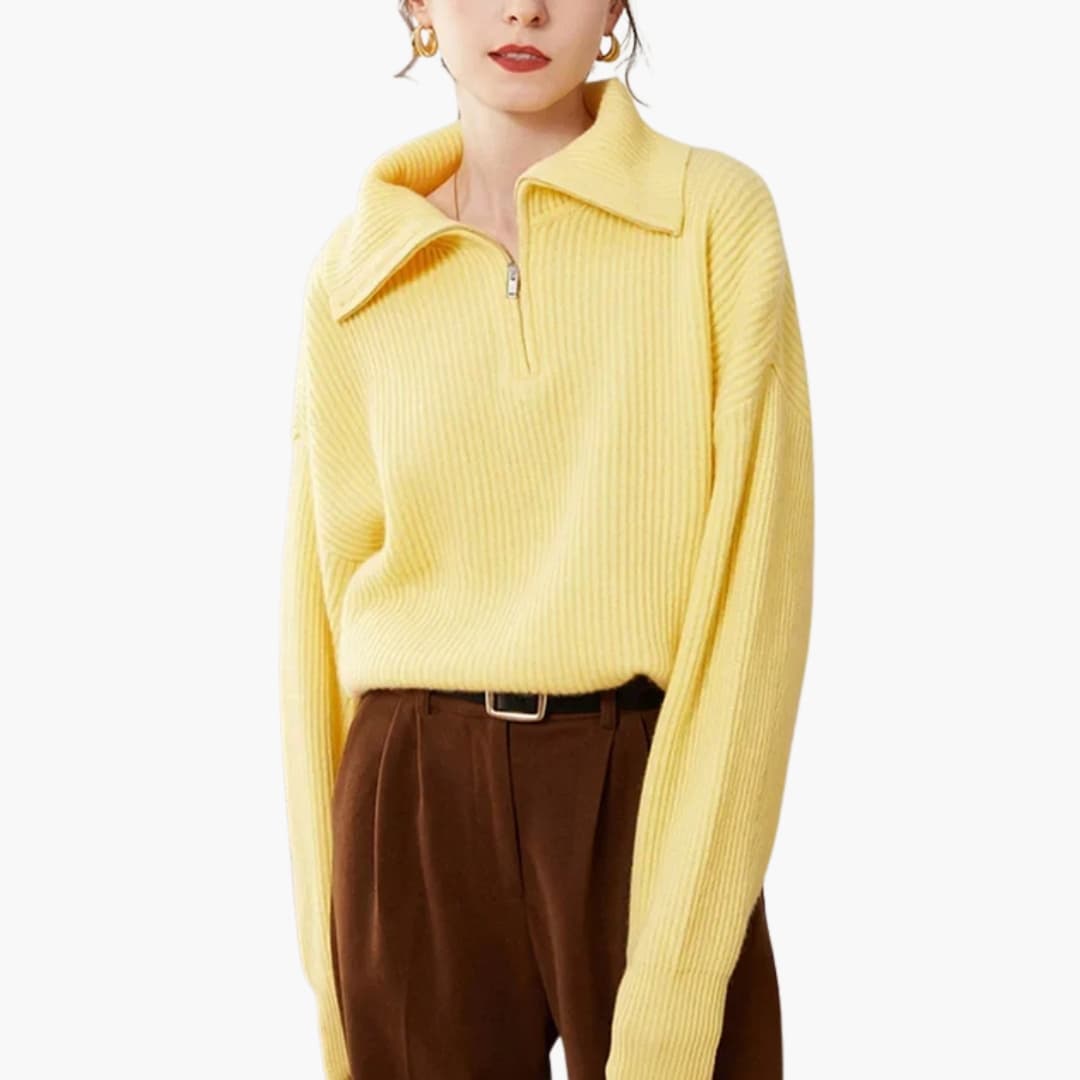 Suéter de mujer de lana con media cremallera