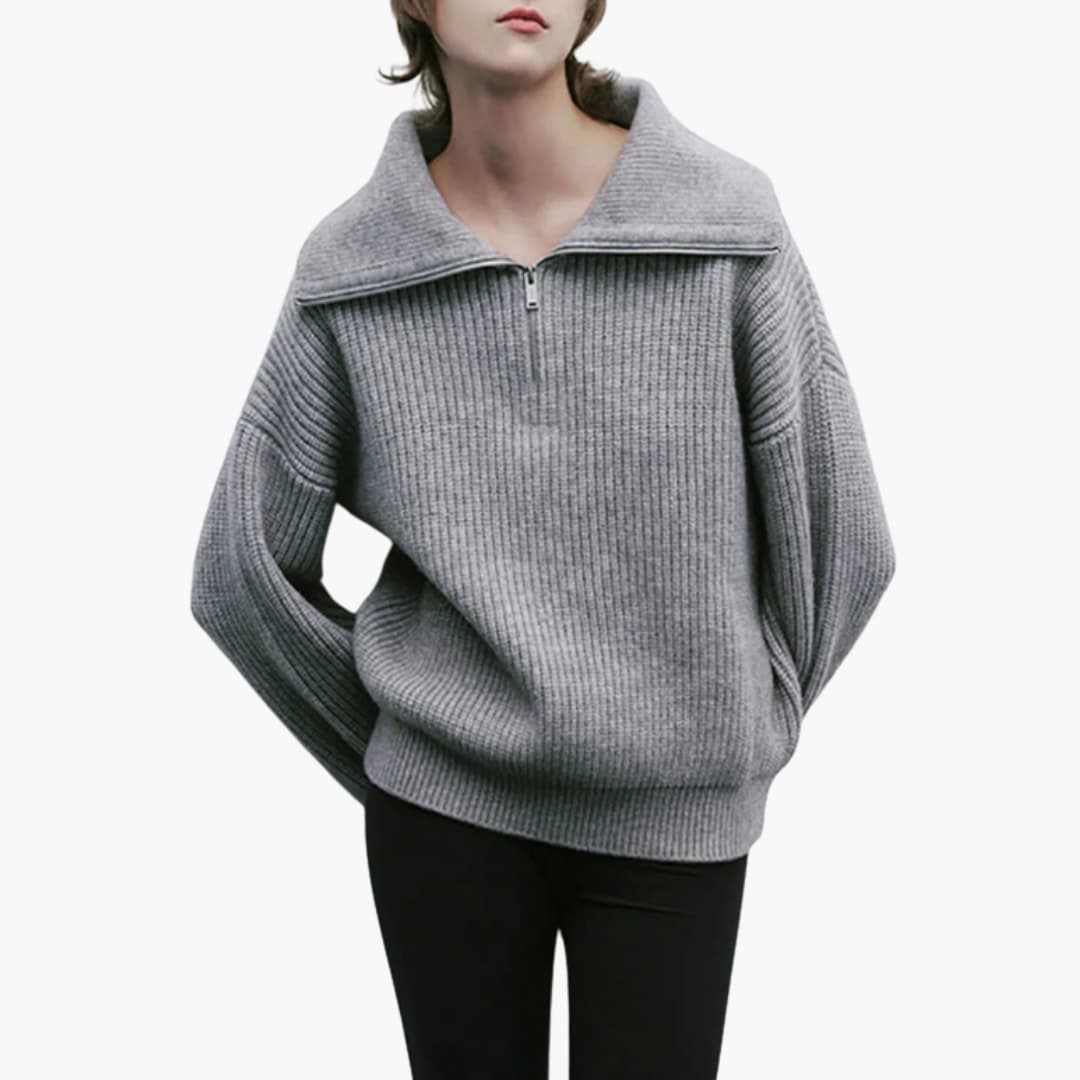 Suéter de mujer de lana con media cremallera