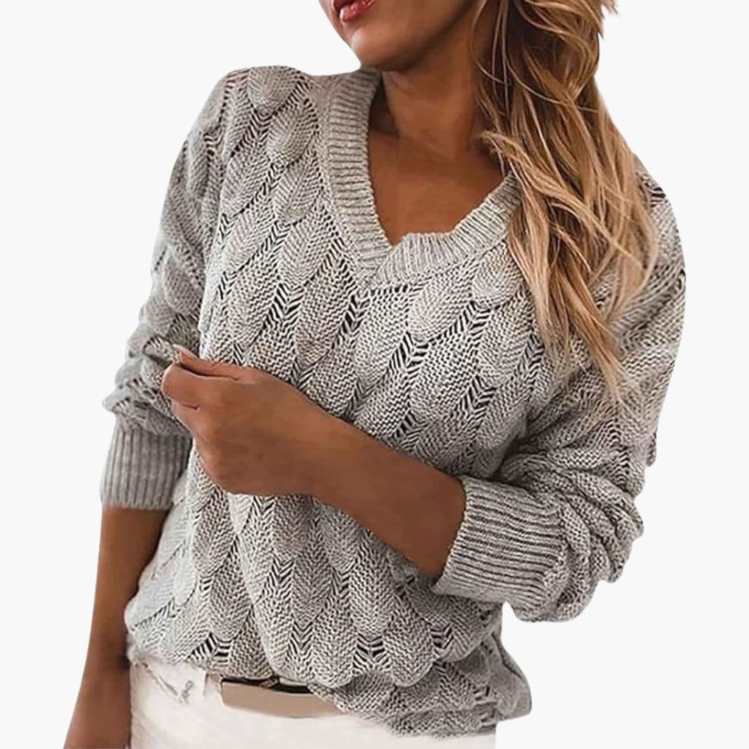 Pull Femme en Maille Col V Surface Texturée