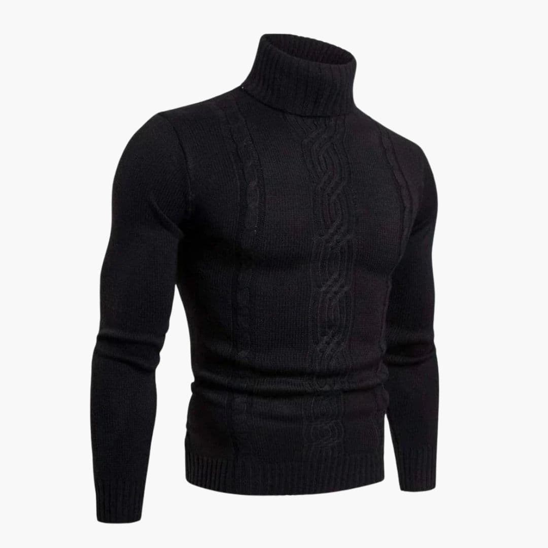 Pull Homme Col Roulé Maille Torsadée