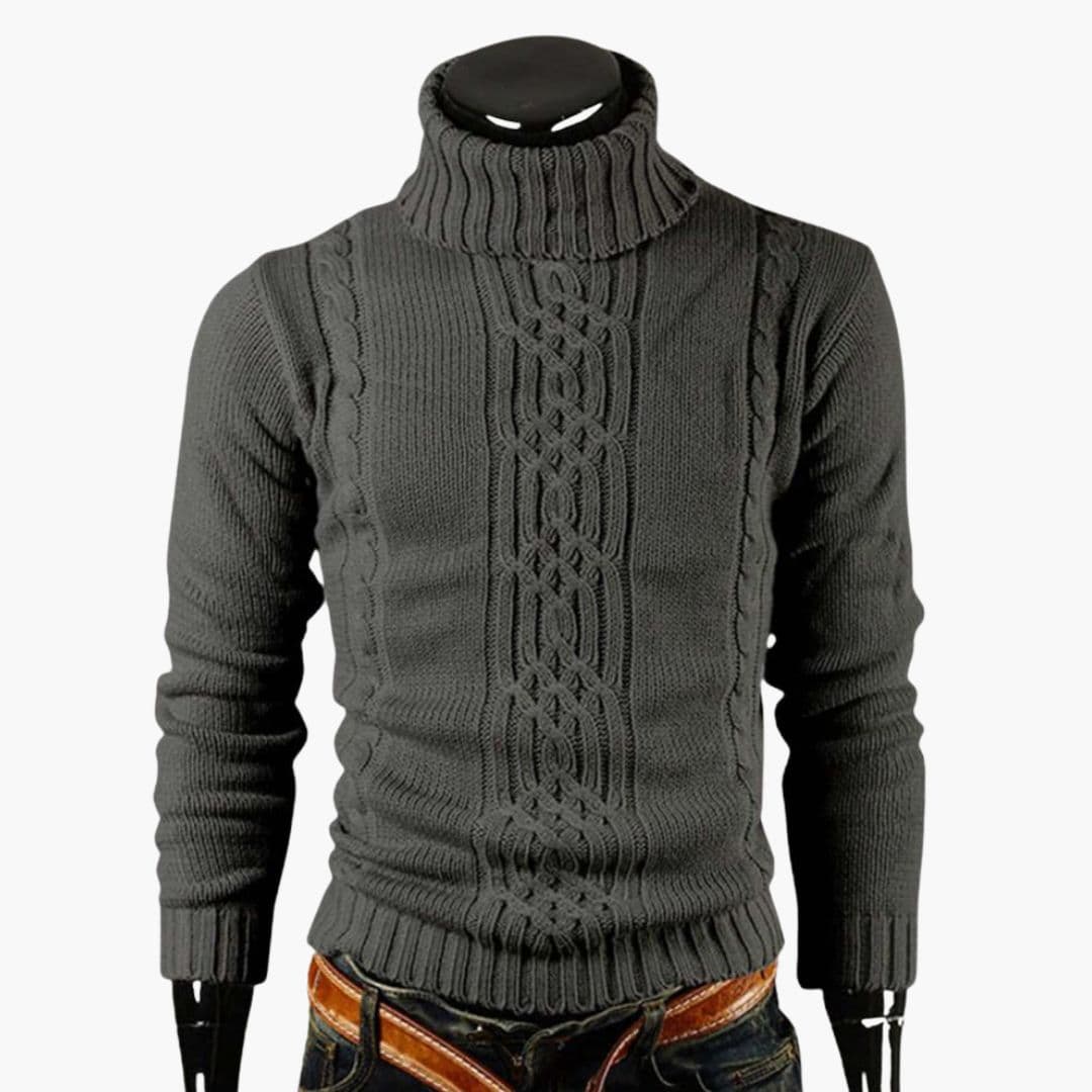 Pull Homme Col Roulé Maille Torsadée