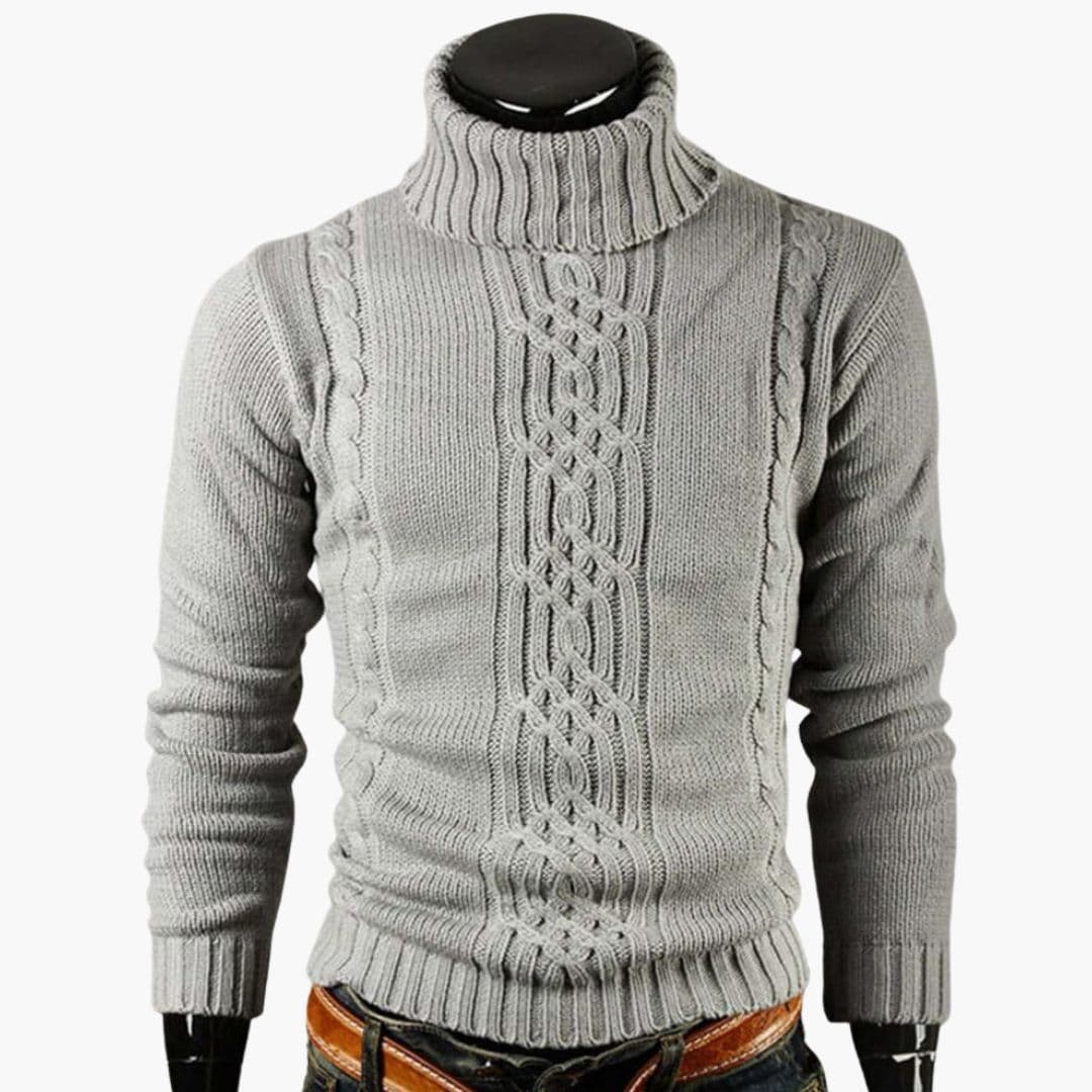Pull Homme Col Roulé Maille Torsadée