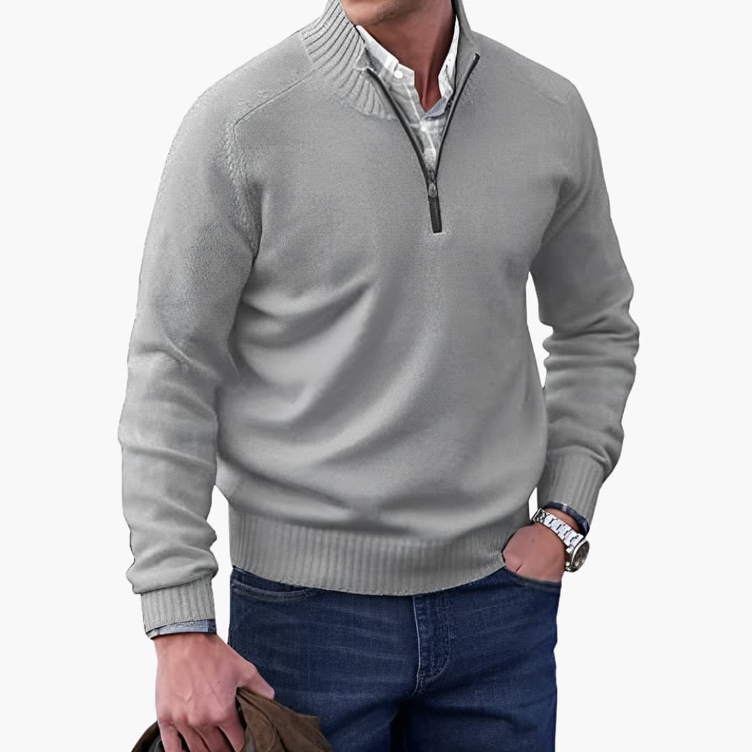 Pull Homme à Col Demi Zippé
