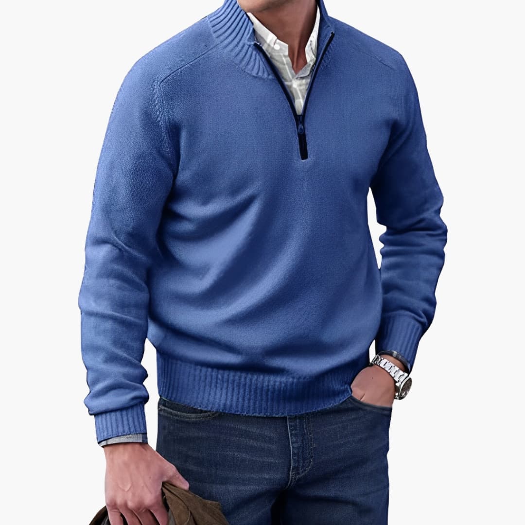 Pull Homme à Col Demi Zippé