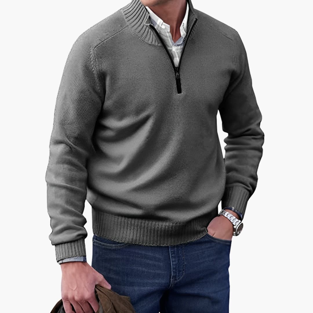 Pull Homme à Col Demi Zippé