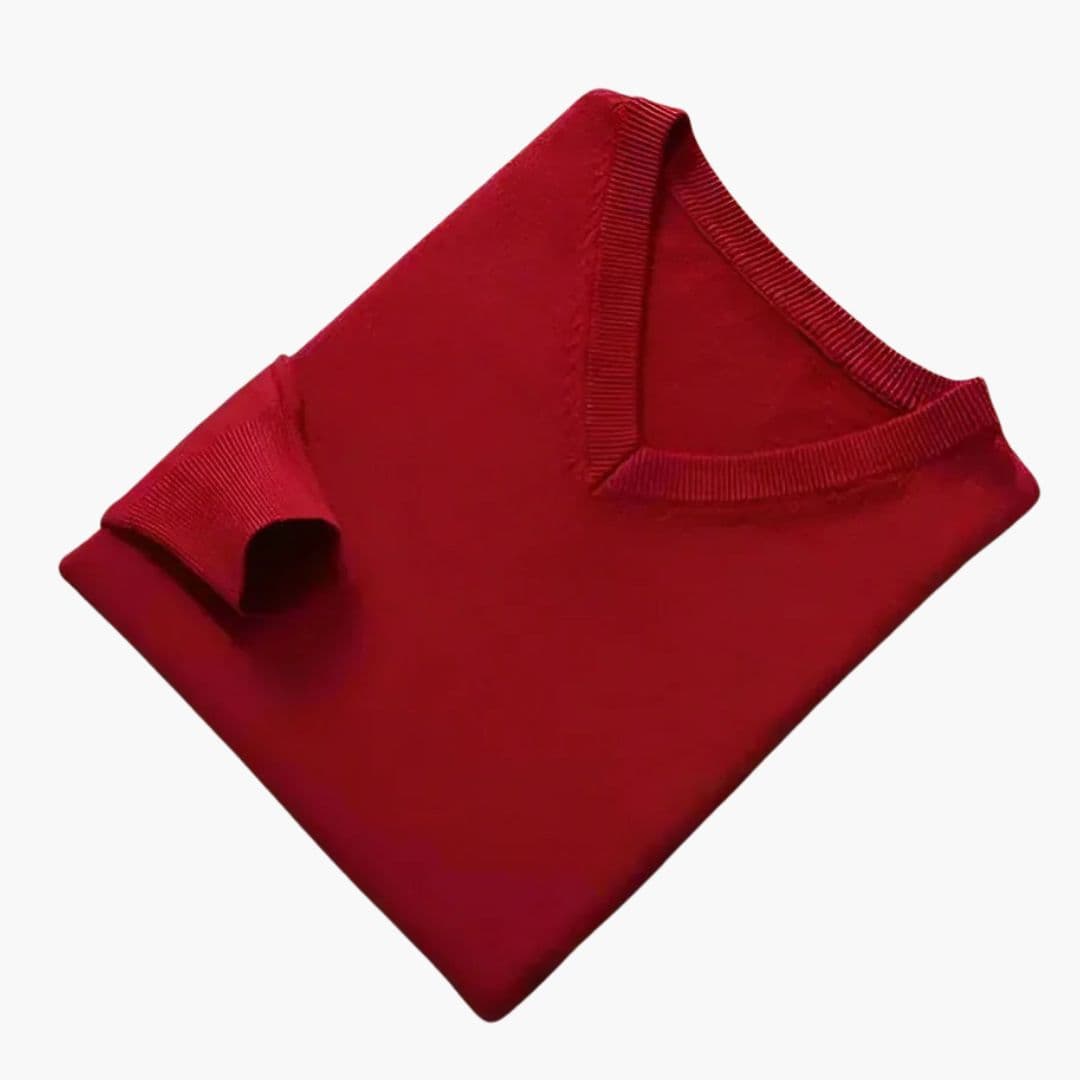 Pull Homme à Col V et Finitions en Bord-Côte