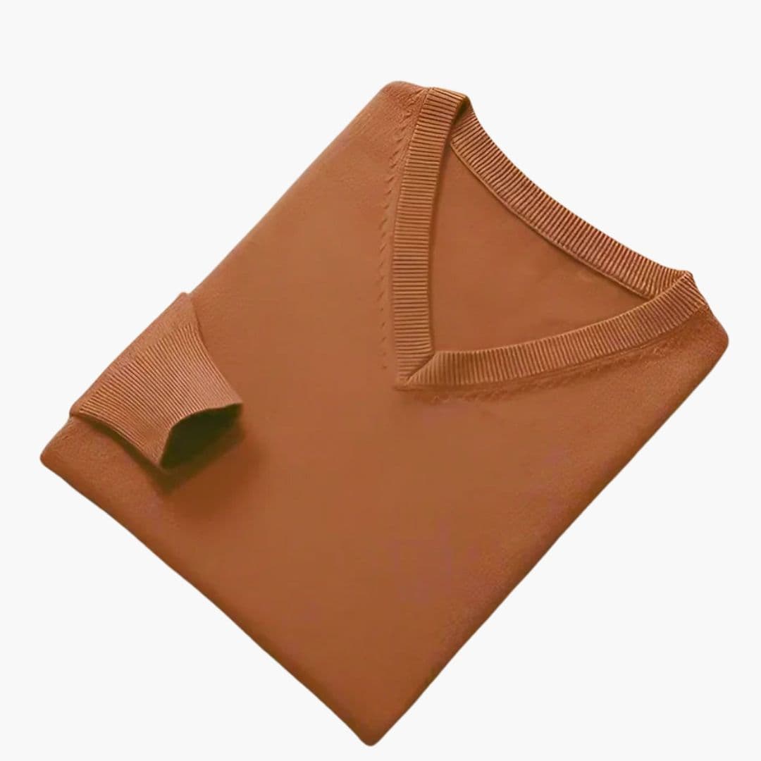 Pull Homme à Col V et Finitions en Bord-Côte