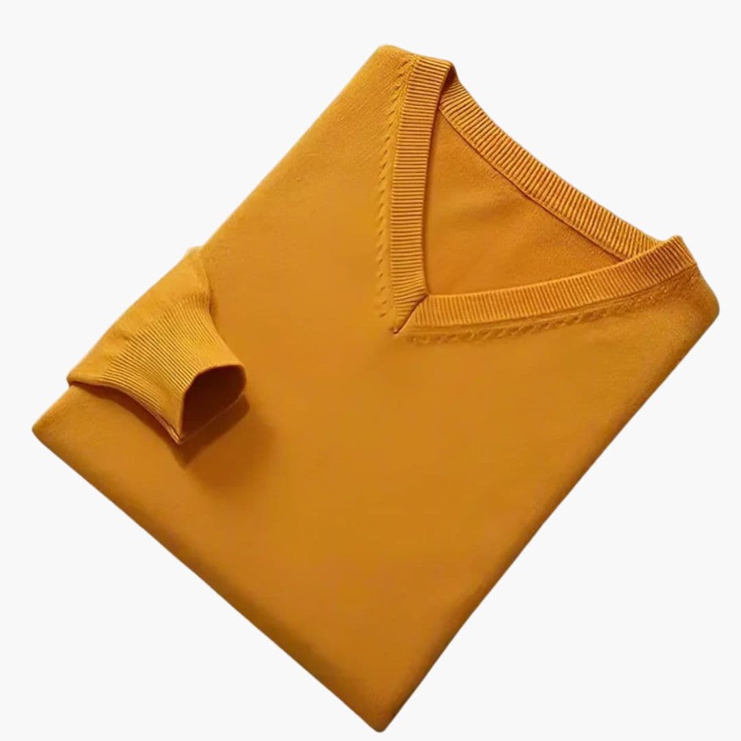 Pull Homme à Col V et Finitions en Bord-Côte