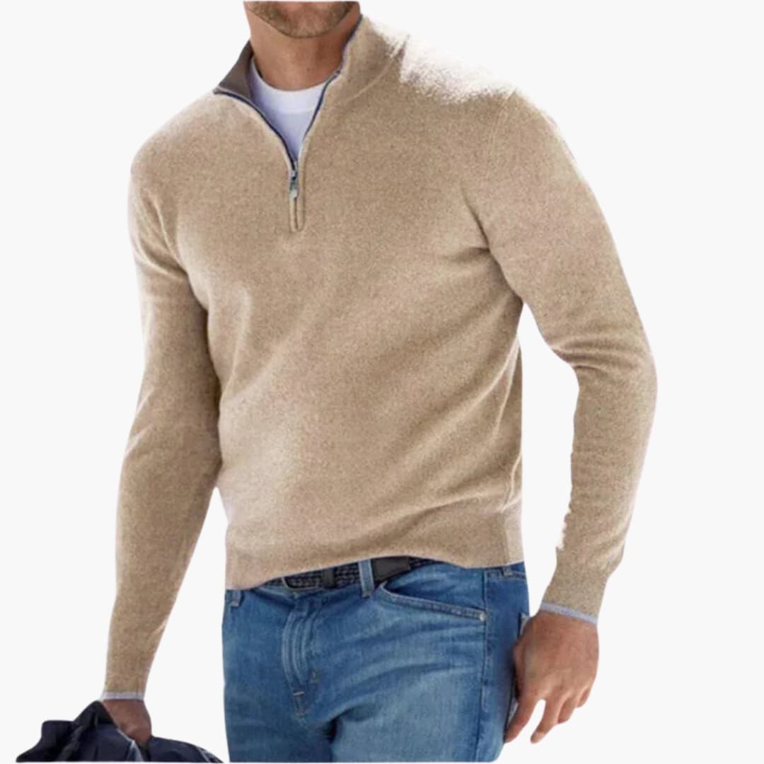 Pull Homme avec Col Zippé et Manches Longues