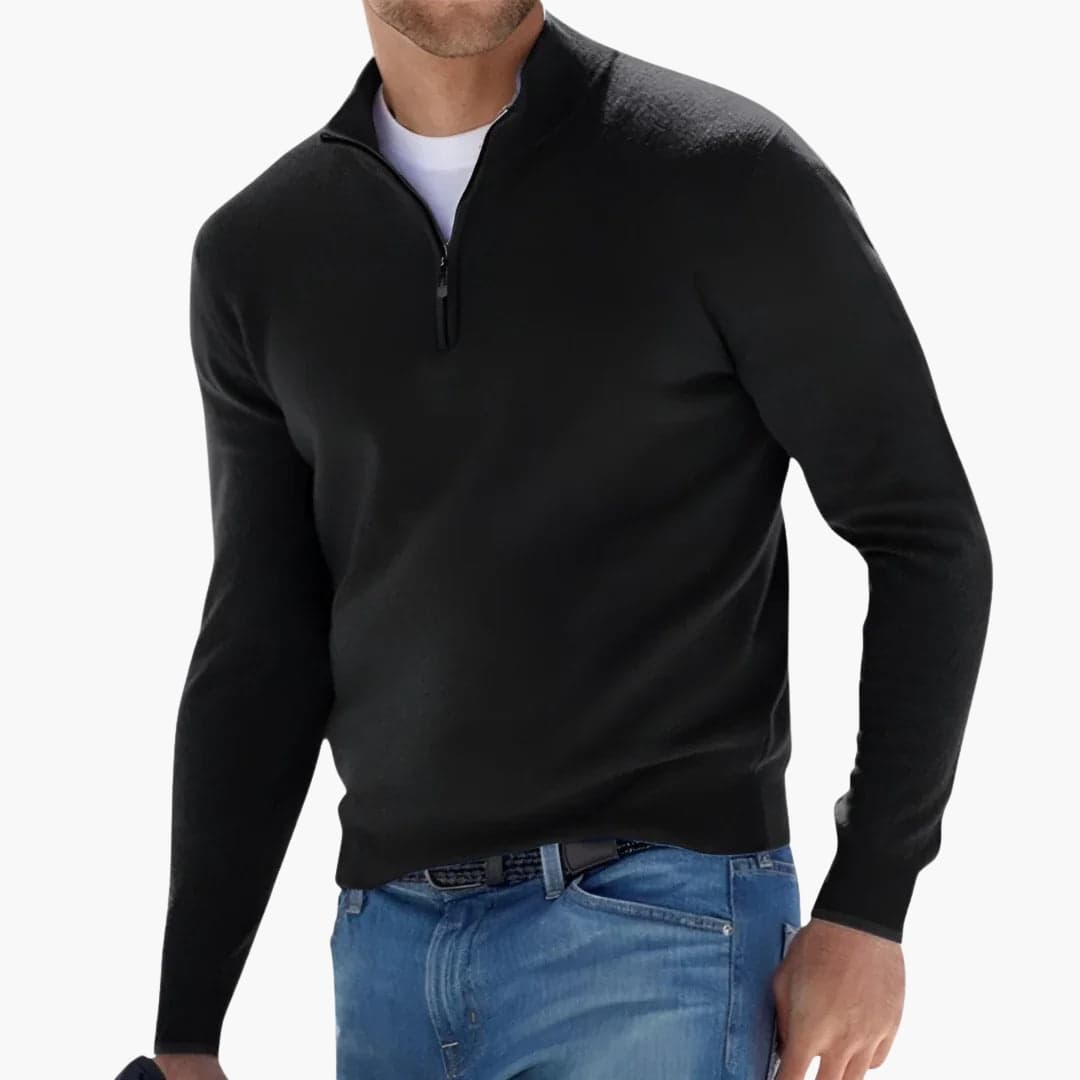 Pull Homme avec Col Zippé et Manches Longues