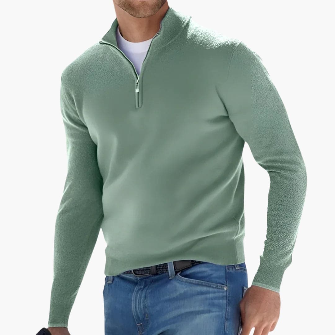 Pull Homme avec Col Zippé et Manches Longues
