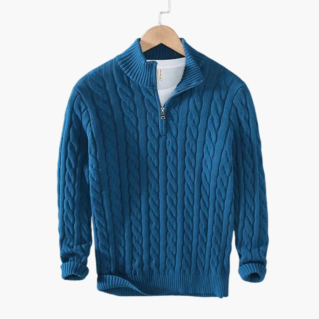 Pull Homme avec Demi-Zip et Ourlet Côtelé