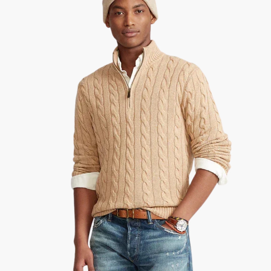 Pull Homme avec Demi-Zip et Ourlet Côtelé