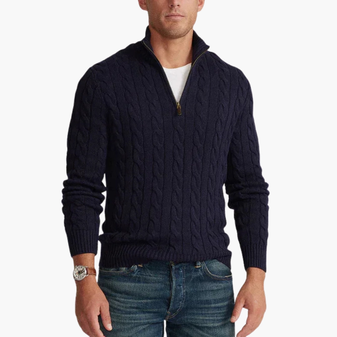 Pull Homme avec Demi-Zip et Ourlet Côtelé