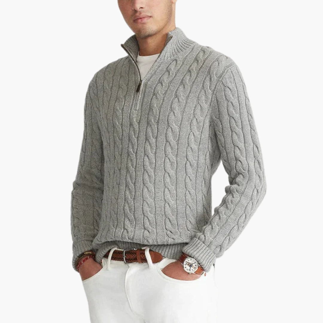 Pull Homme avec Demi-Zip et Ourlet Côtelé