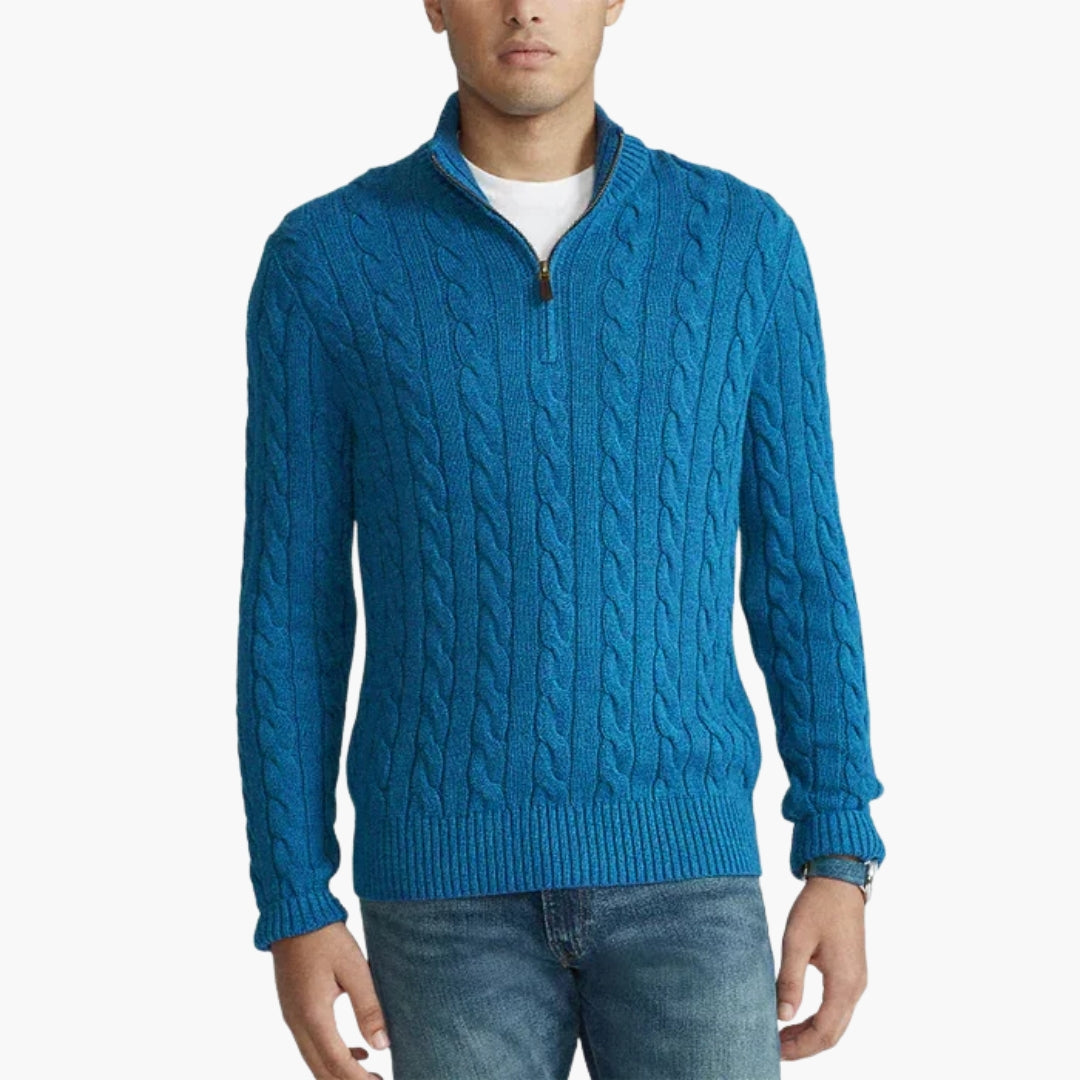 Pull Homme avec Demi-Zip et Ourlet Côtelé