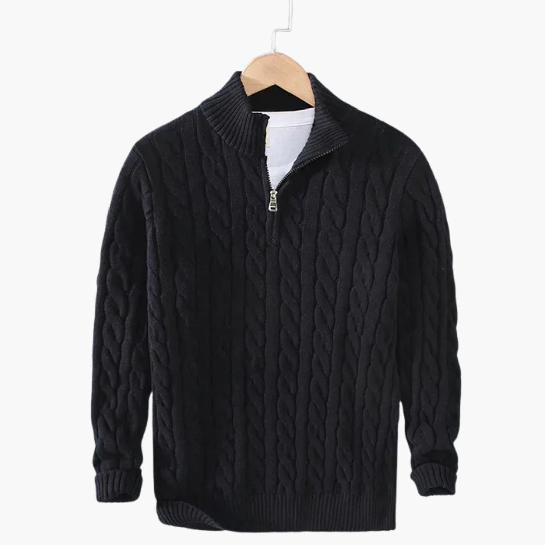Pull Homme avec Demi-Zip et Ourlet Côtelé
