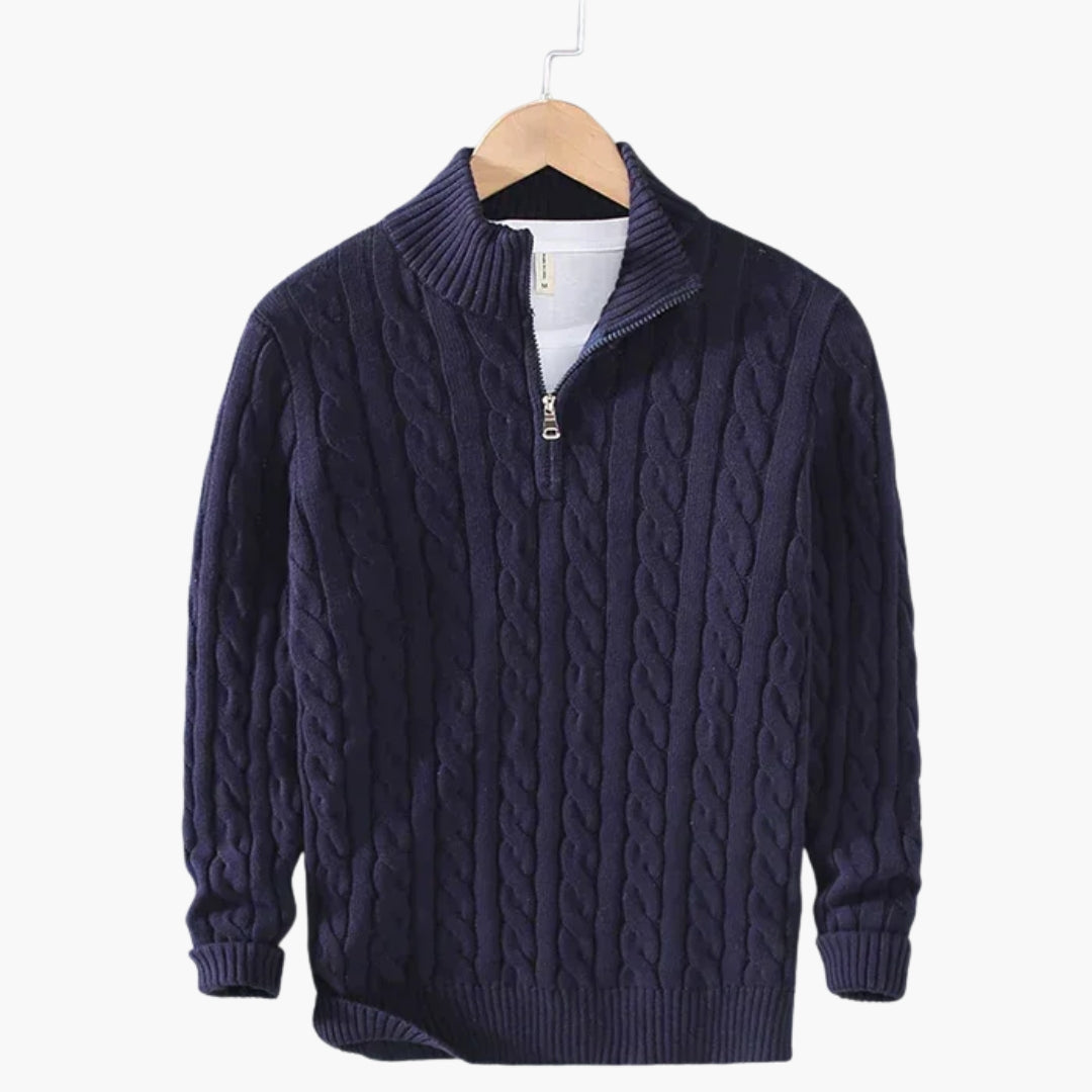 Pull Homme avec Demi-Zip et Ourlet Côtelé