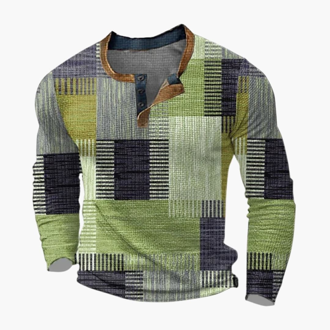 Pull Homme avec Motif Patchwork et Manches Longues