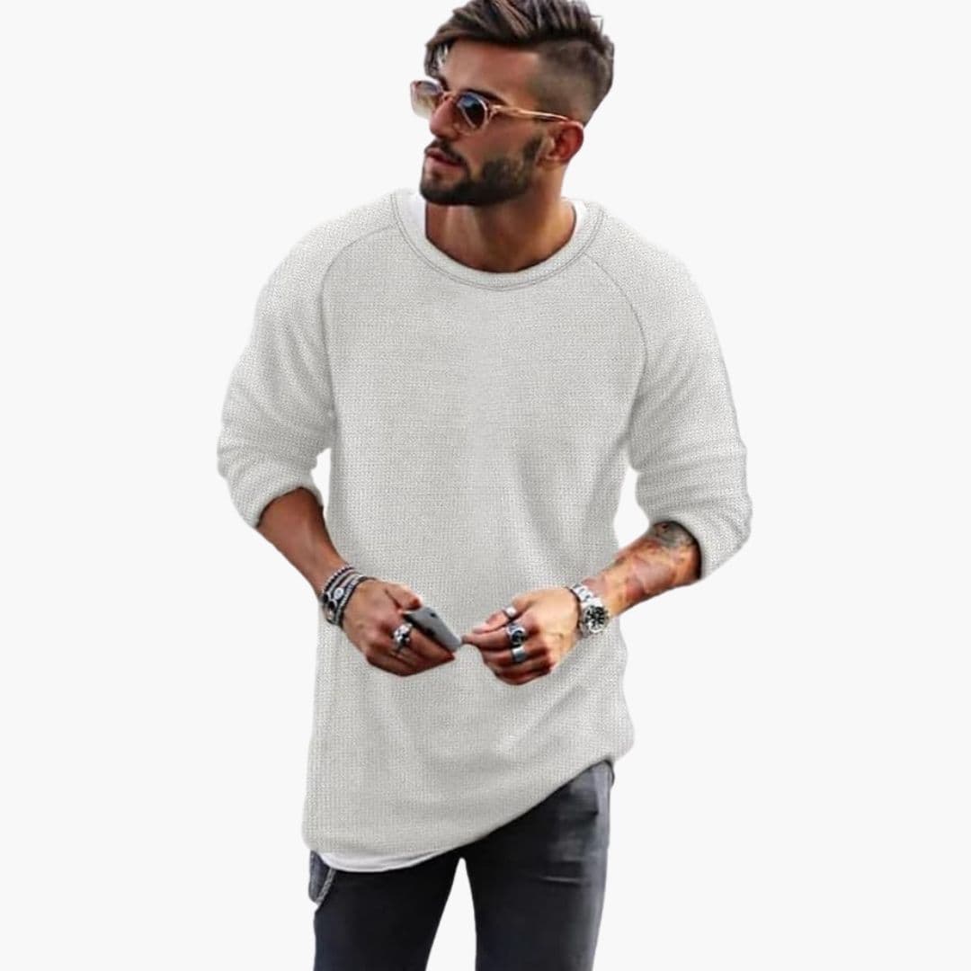 Pull Homme en Maille Col Rond Surface Texturée