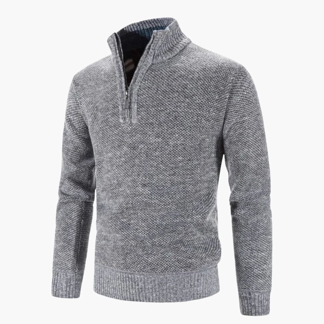 Pull Homme en Maille Demi Zip Finitions Côtelées