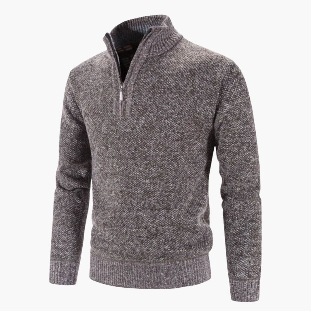 Pull Homme en Maille Demi Zip Finitions Côtelées
