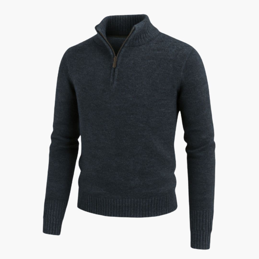 Pull Homme en Maille Demi Zip Finitions Côtelées