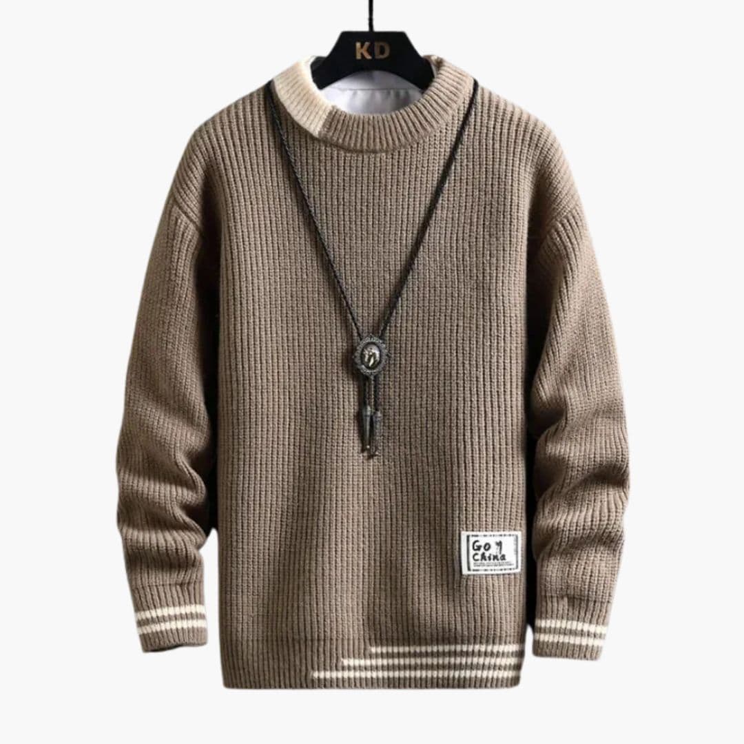 Pull Homme en Maille avec Col Rond et Poignets Côtelés