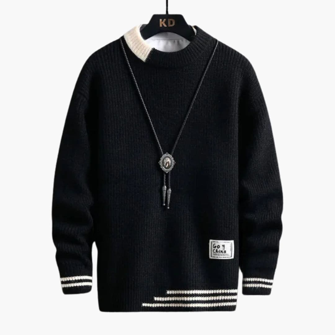 Pull Homme en Maille avec Col Rond et Poignets Côtelés