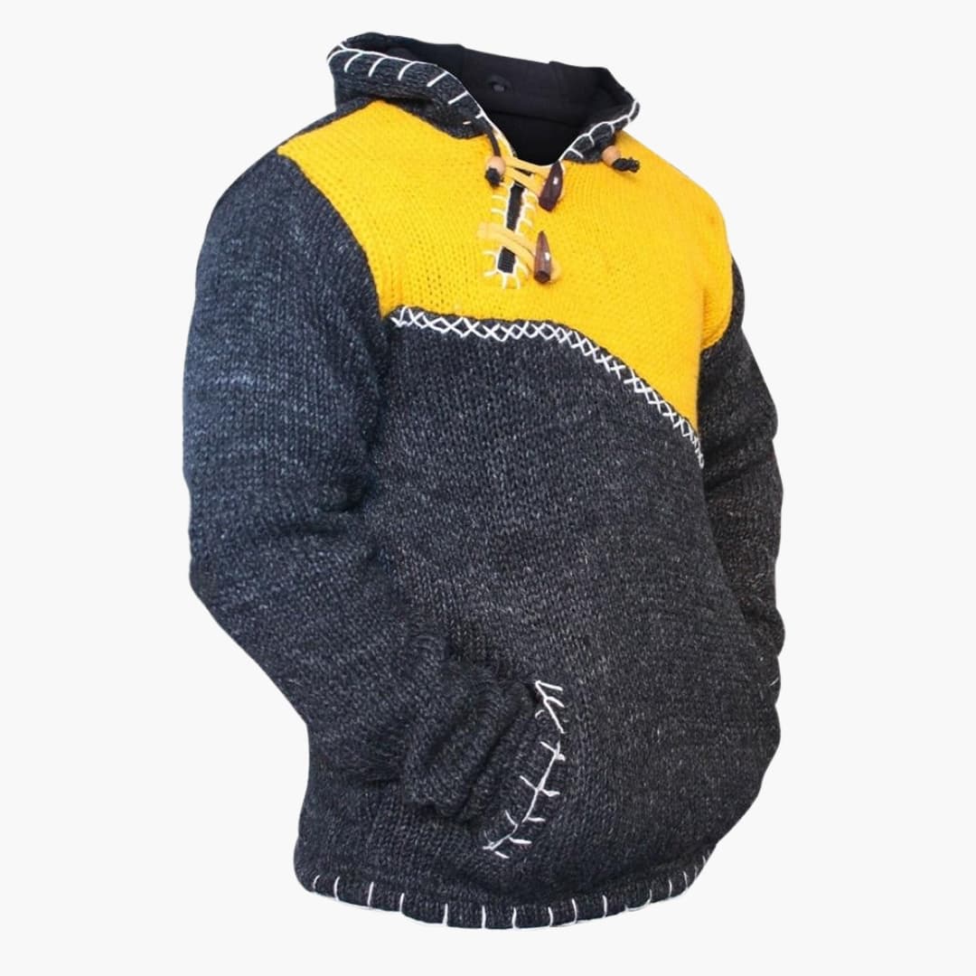Pull à capuche bicolore pour homme avec poche avant