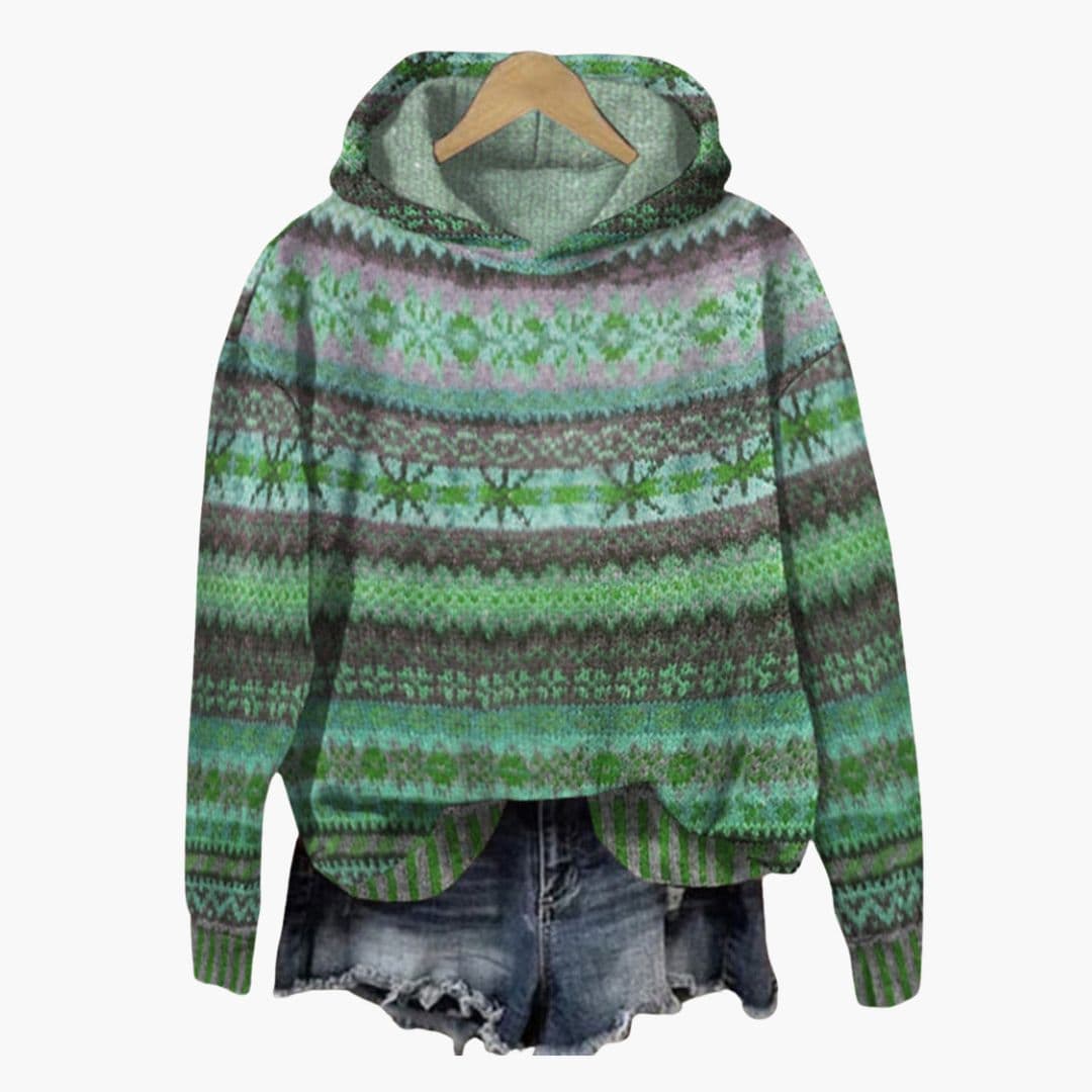 Pull à capuche femme motif norvégien avec capuche