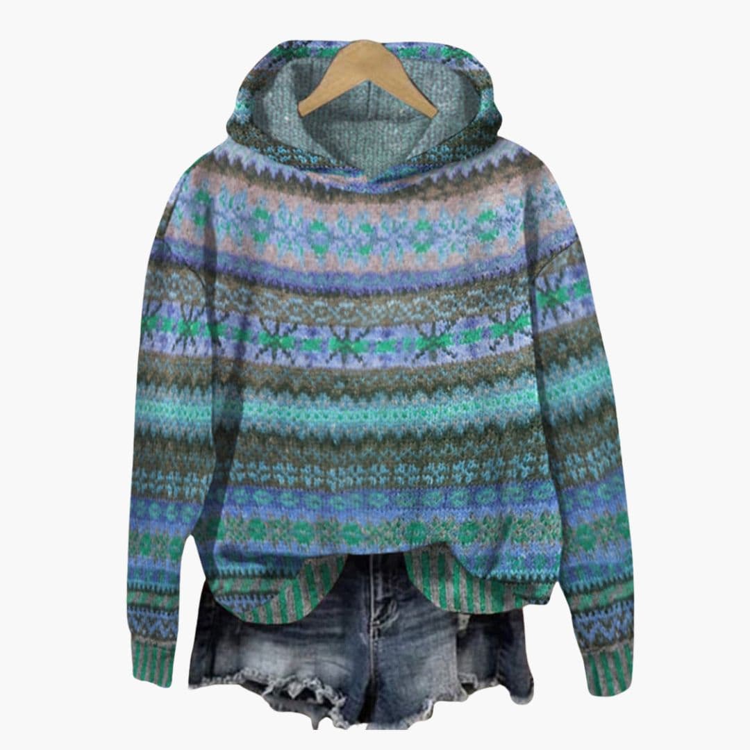 Pull à capuche femme motif norvégien avec capuche