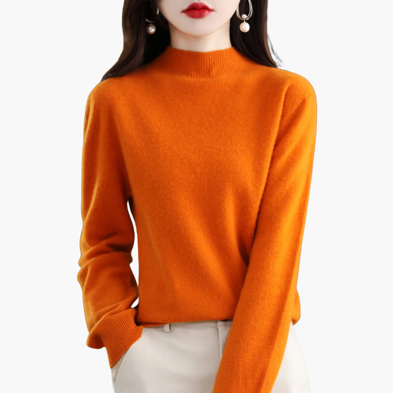 Pull à col montant à manches longues pour femme