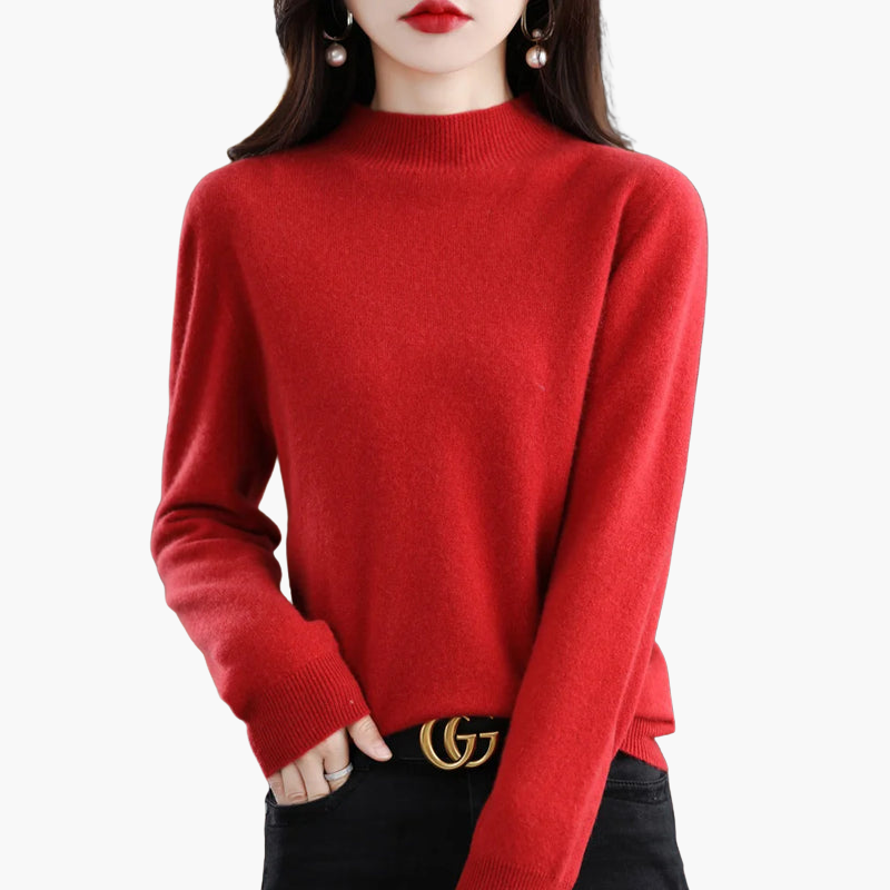 Pull à col montant à manches longues pour femme