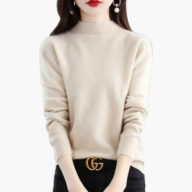 Pull à col montant à manches longues pour femme