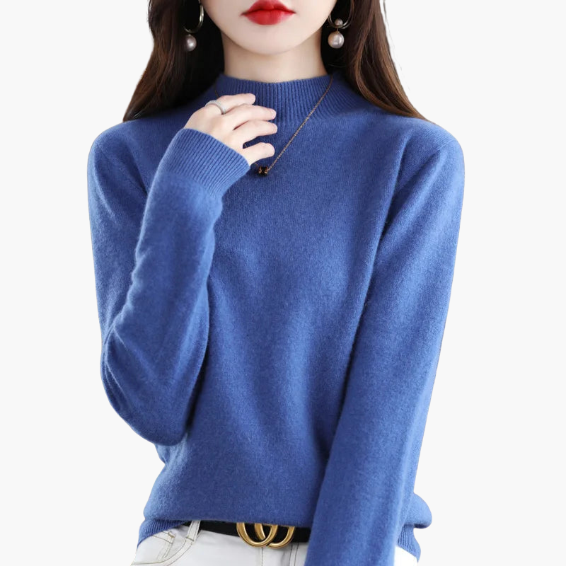 Pull à col montant à manches longues pour femme