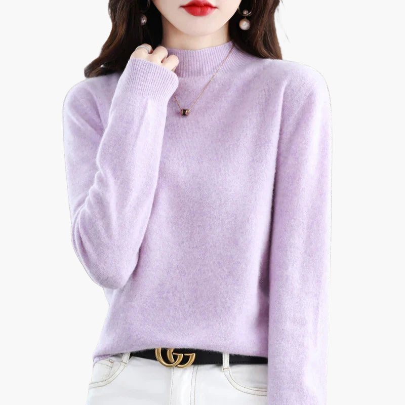 Pull à col montant à manches longues pour femme