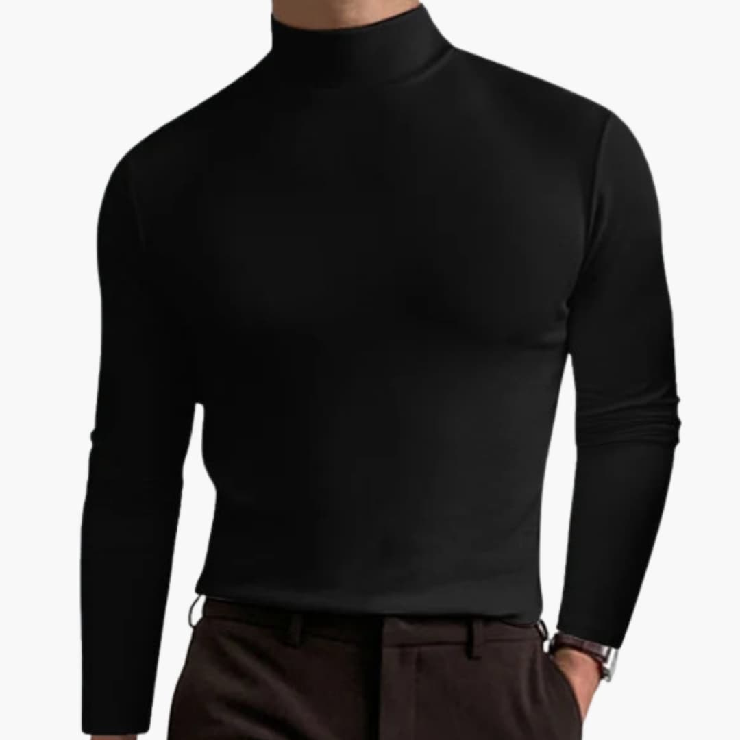Pull à col roulé homme coupe ajustée en maille extensible