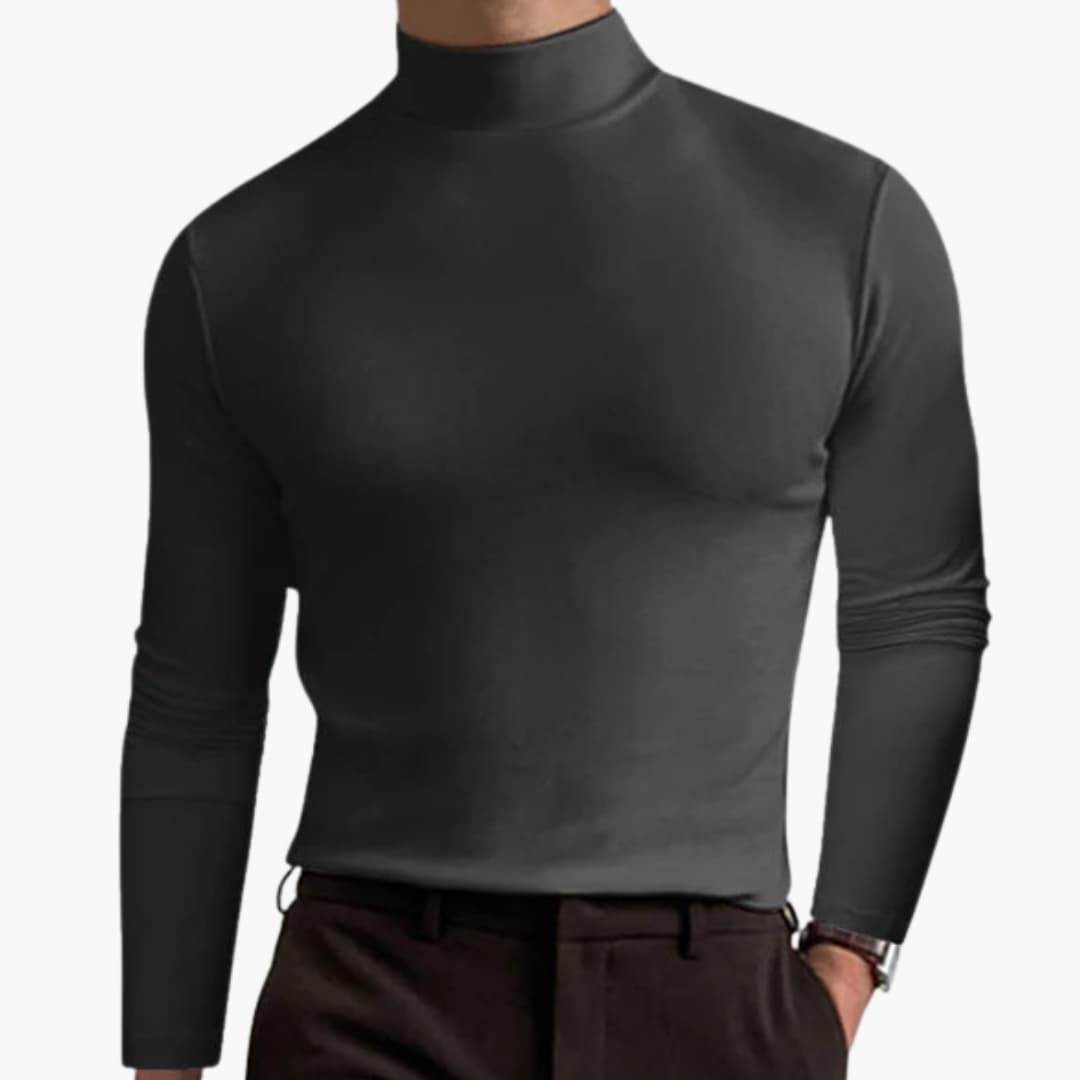 Herren Rollkragenpullover, schmal geschnitten, aus dehnbarem Strick