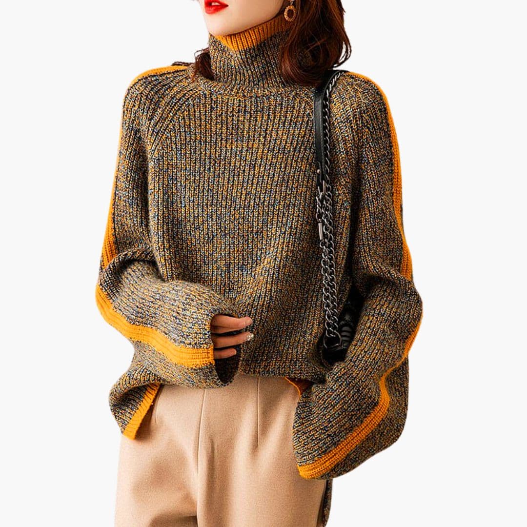 Camisola de gola alta para mulher com mangas compridas