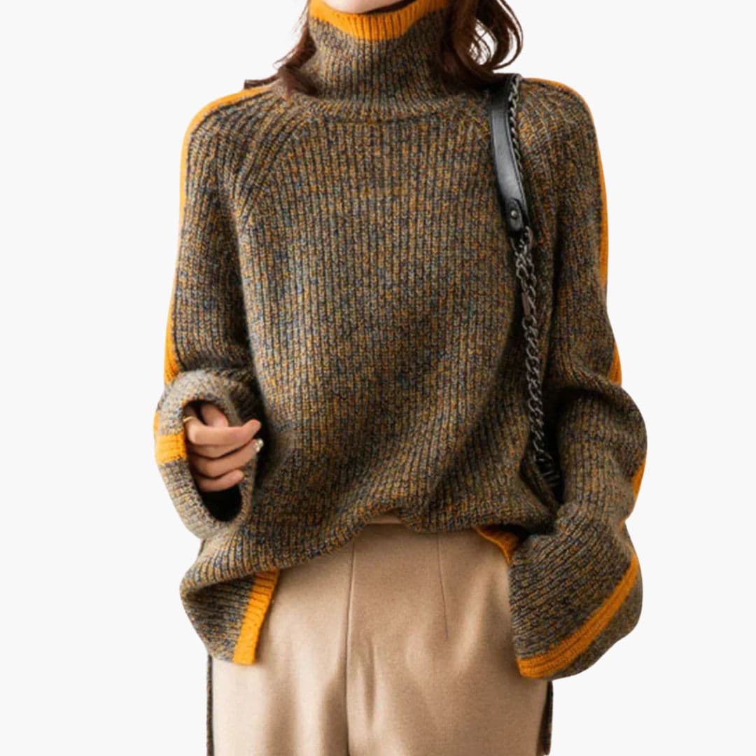 Suéter de cuello alto para mujer con mangas largas