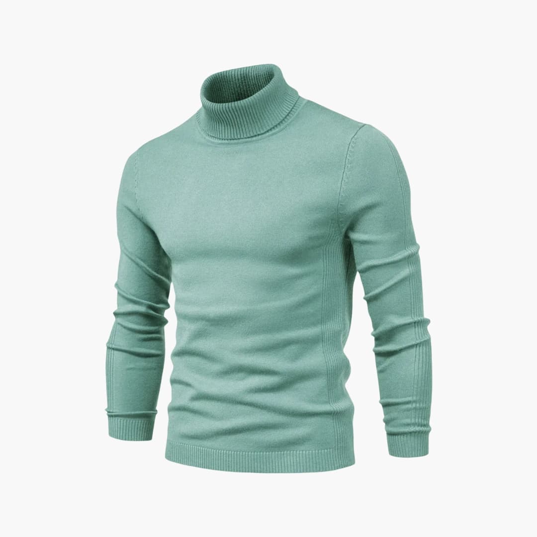 Pull col roulé homme avec coupe droite et surface tricotée