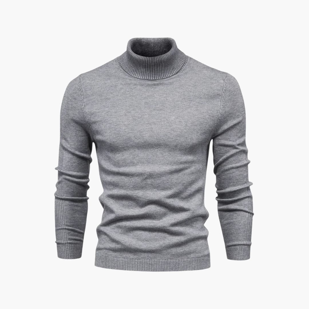 Pull col roulé homme avec coupe droite et surface tricotée